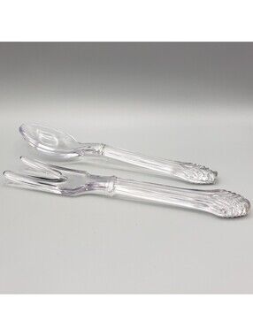 Vintage Imperial Glass Salad Server Set Fork Spoon Depression Era 9.75"